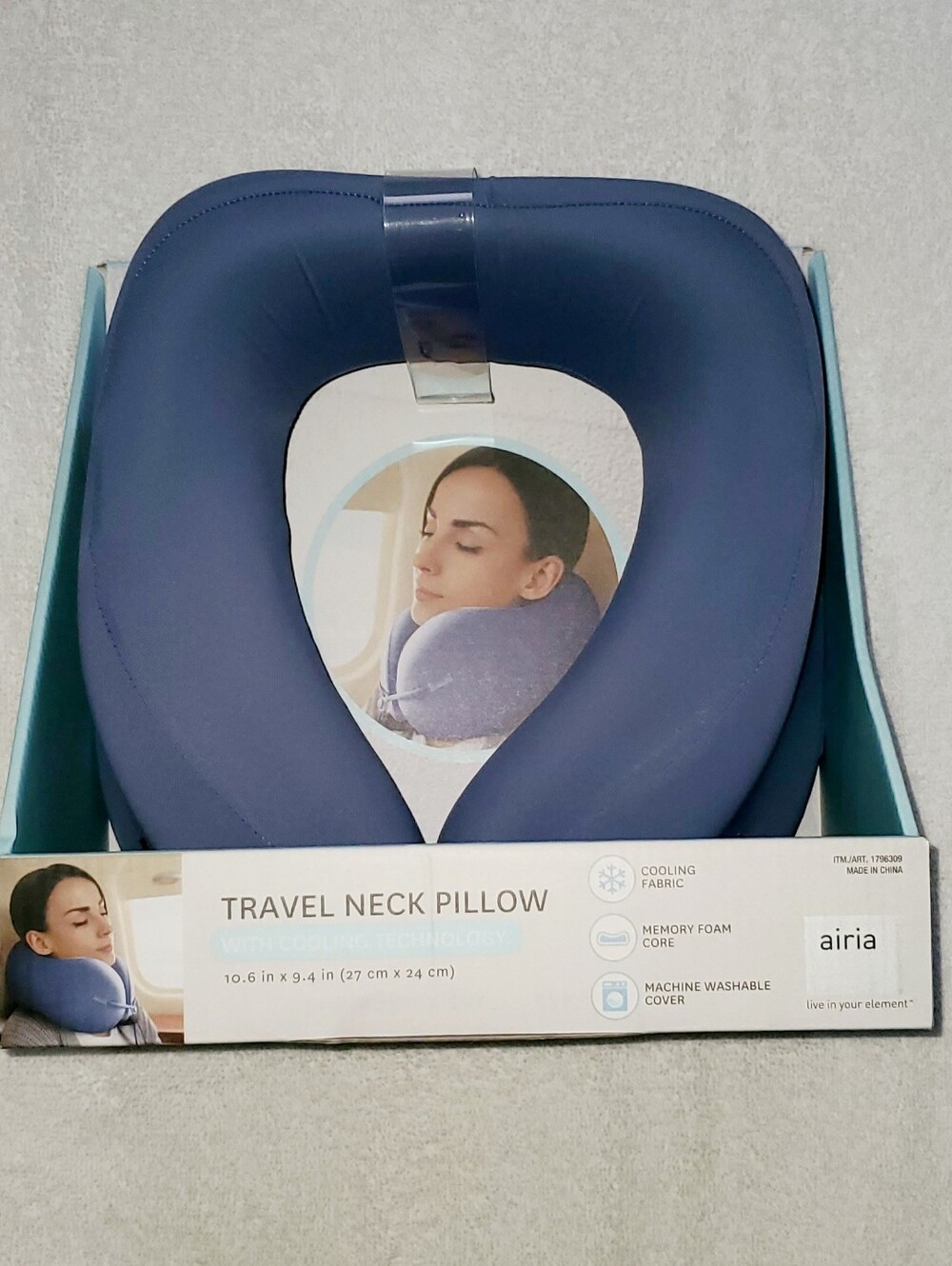 Airia Lavender Travel Neck Pillow with Memory Foam Support